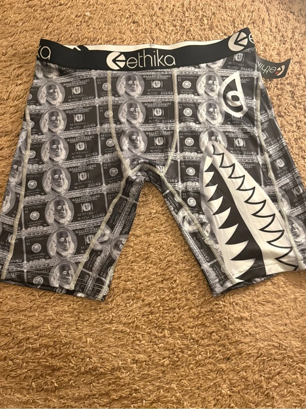 ethika Black & White Money Shark Stretch Boxer Briefs